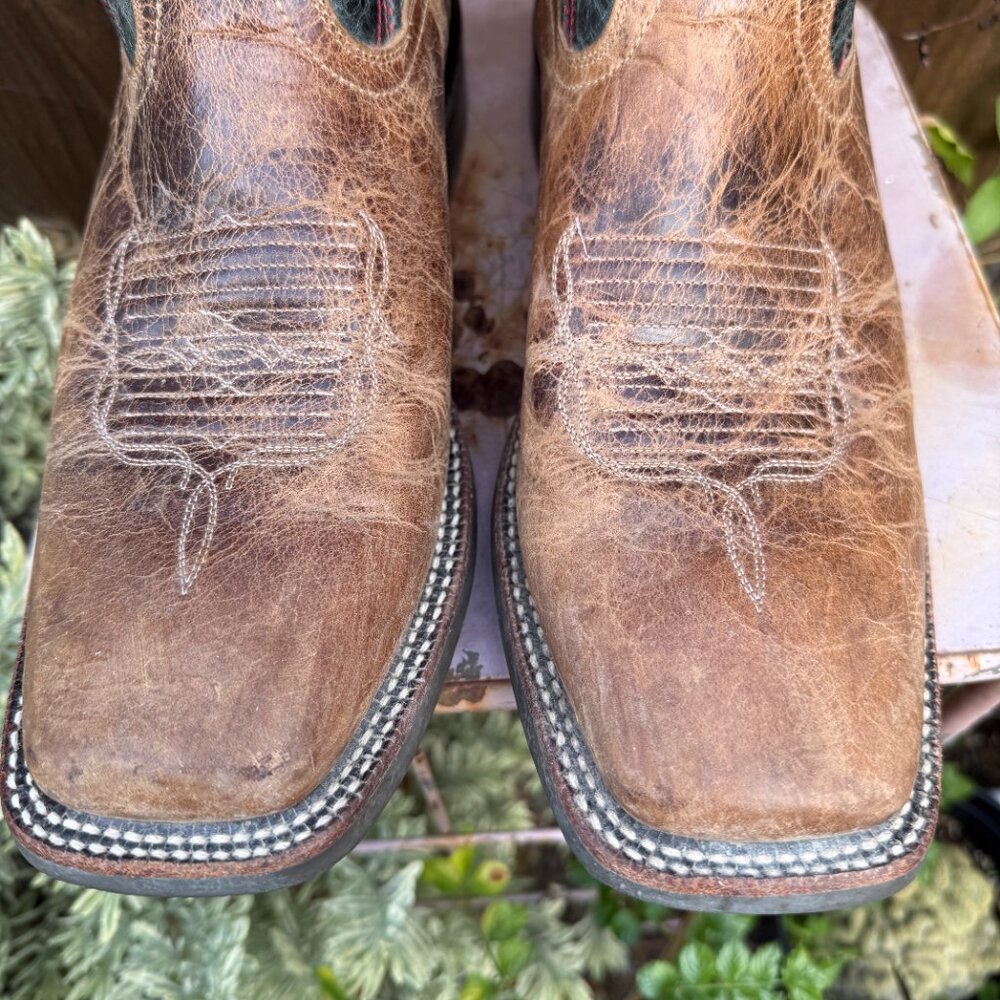 Ariat Mens Leather Cowboy Work Boots 12 Square Toe Western Rancher ATS 10016280 - Picture 12 of 16